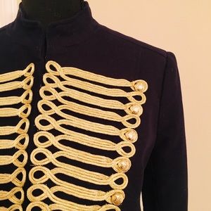 NWOT. Navy band jacket with gold braid